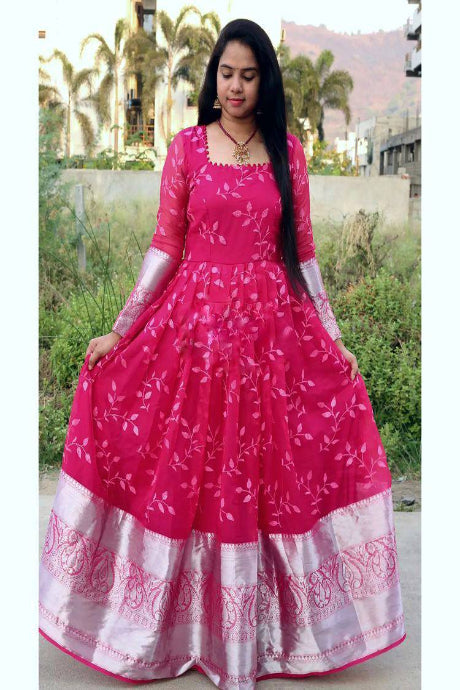 Designer pink Color Georgette gown for girls