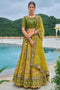 Embroidery Work light green Color Heavy Silk Lehenga Choli for bride