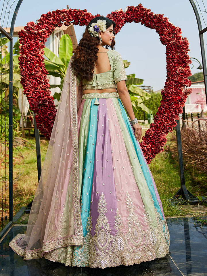 multi color Party Wear Embroidery Work Lehenga Choli Online Design for bride