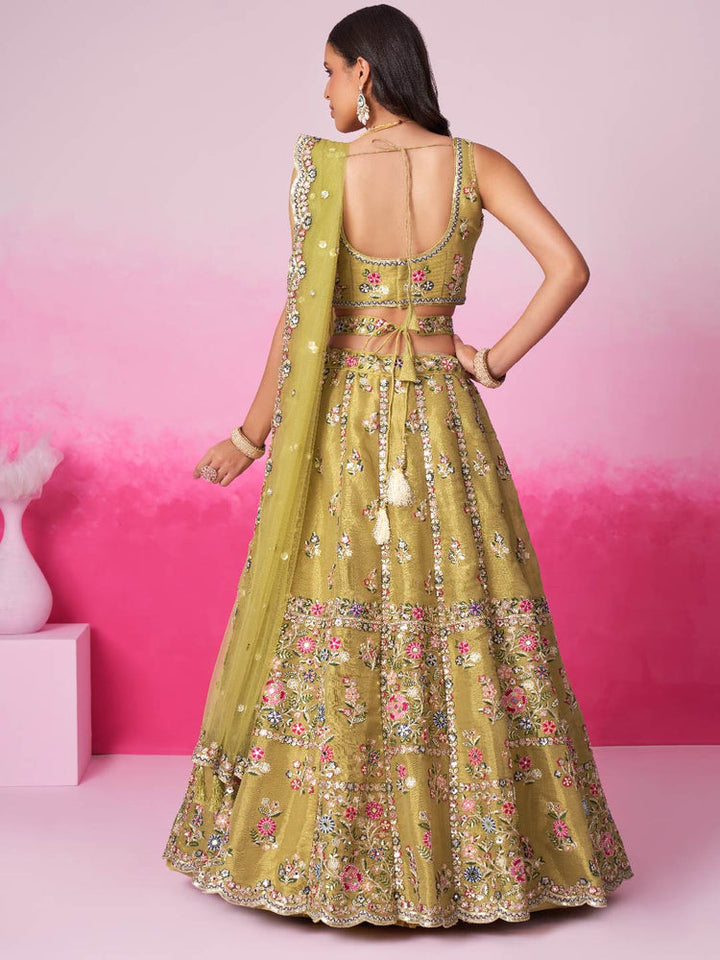 multi Color Soft Silk Jardoshi Work Designer Art Silk Lehenga Choli for birde