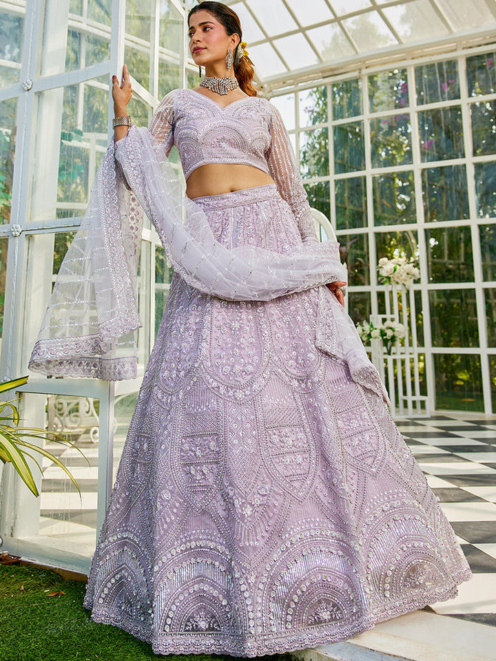 Cherubic light purple Color Velvet Lehenga Choli Design Collection for bride