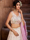 white color Heavy Box Pattern Round Net Lehenga for bride