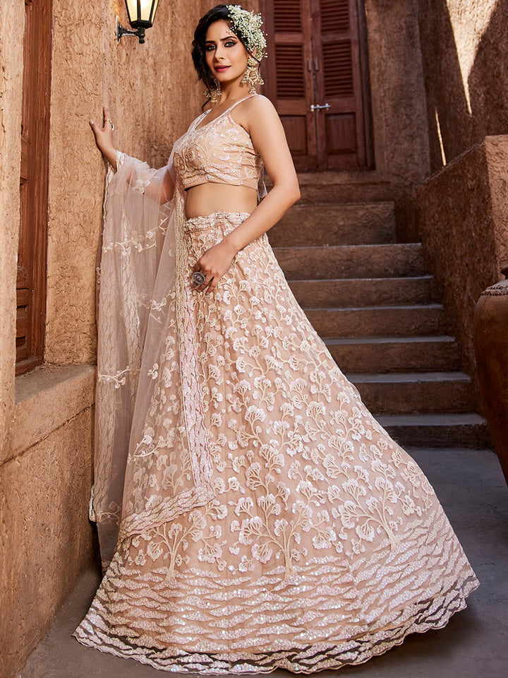 light pink Color Soft Banglory Silk Lehenga Choli Desgin for bride