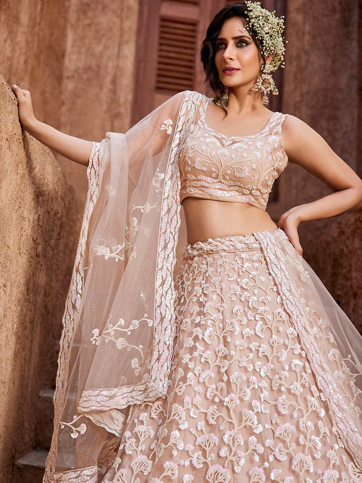 light pink Color Soft Banglory Silk Lehenga Choli Desgin for bride