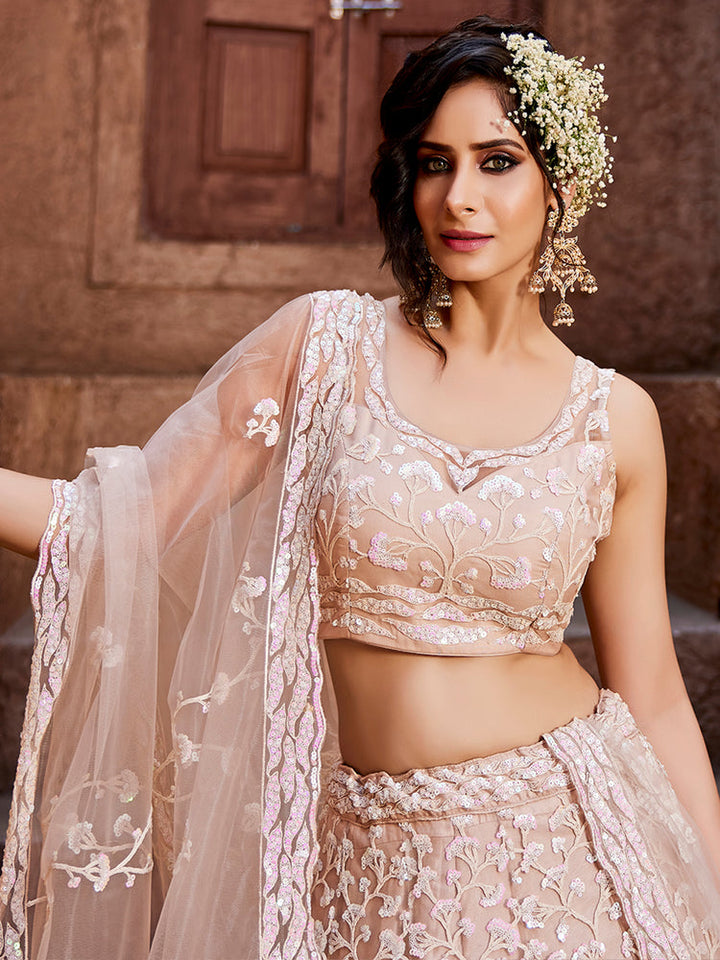 light pink Color Soft Banglory Silk Lehenga Choli Desgin for bride