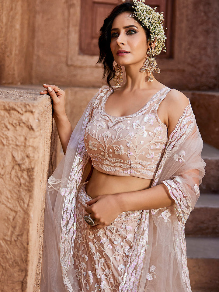 light pink Color Soft Banglory Silk Lehenga Choli Desgin for bride