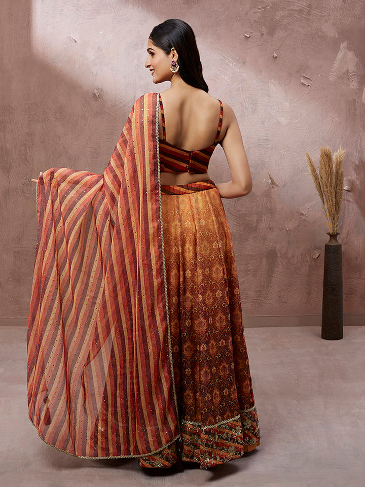 brown and orange Color Lowest Price Online Lehengha Choli Collection for women