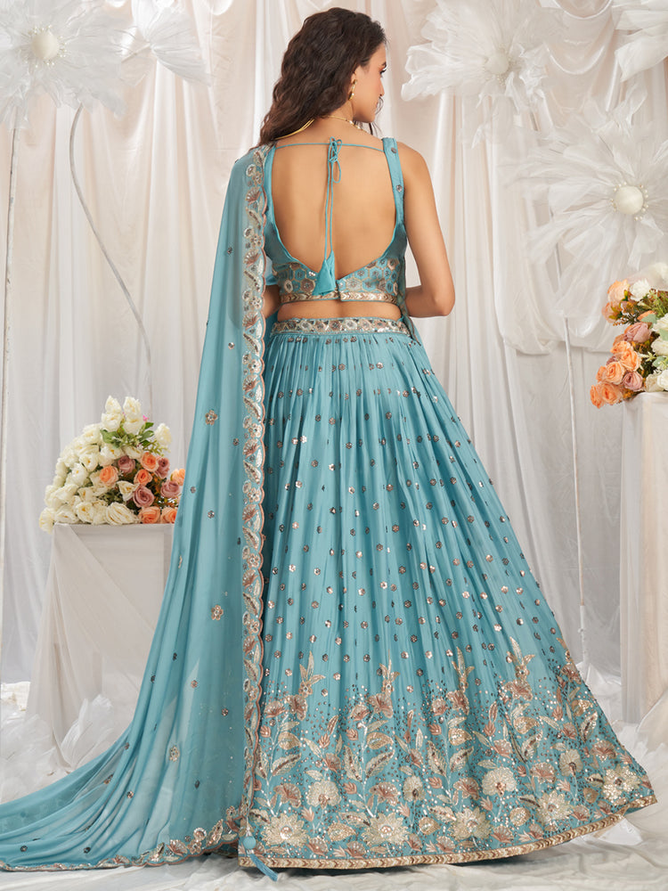 Traditional seafoam Color Occasion Wear Designer Silk Lehenga for bride
