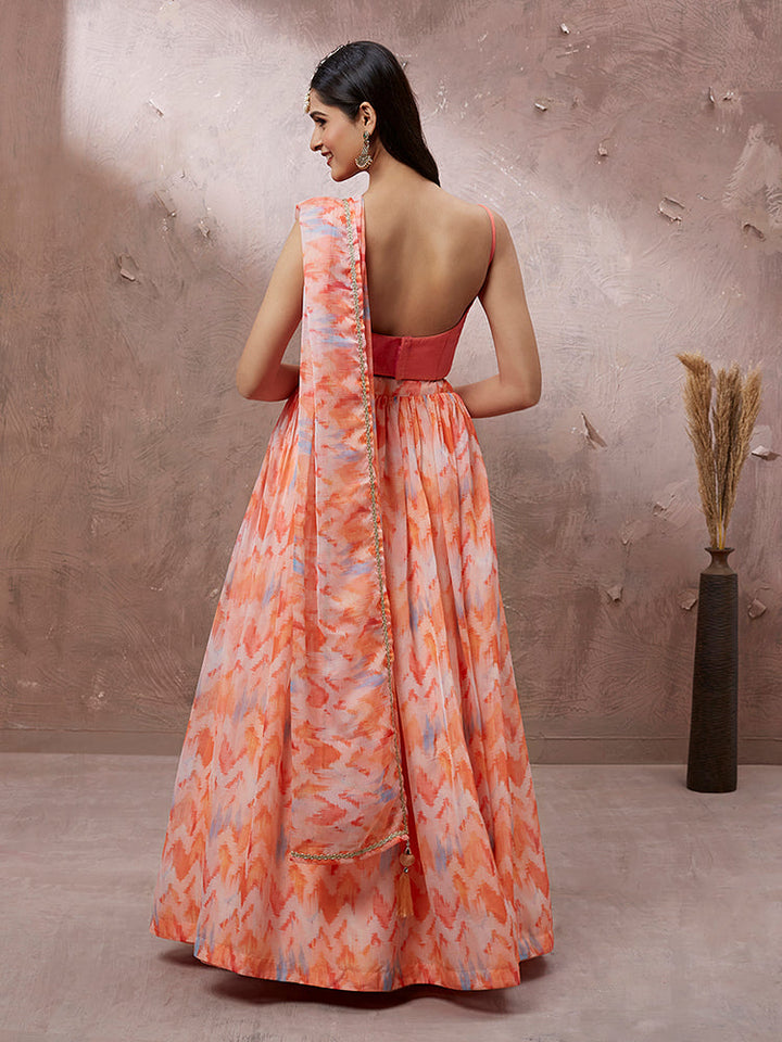 orange color Beguiling Designer Latest Jardoshi Work Party Wear Lehenga choli