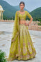 Attractive Party Wear perrot green Lehenga Choli In Low Price for bride