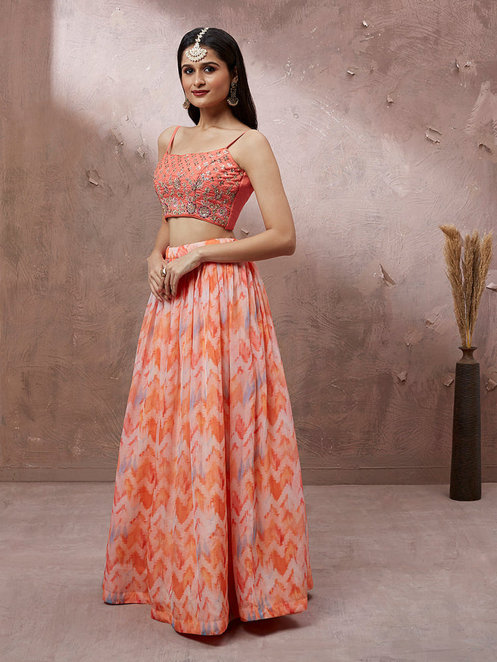 orange color Beguiling Designer Latest Jardoshi Work Party Wear Lehenga choli