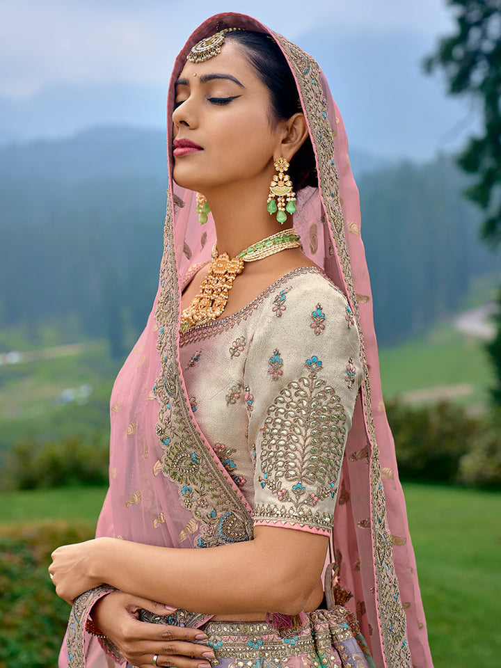 multi color Embroidered Sequence Lehenga Choli for birde
