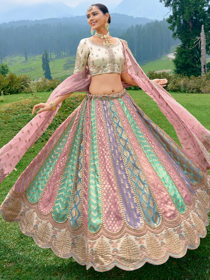 multi color Embroidered Sequence Lehenga Choli for birde