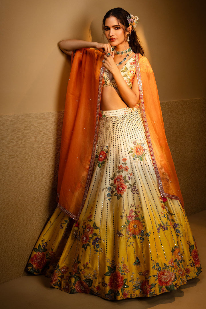 multi Color Printed Silk Occasion Wear Lehenga Collection for bride