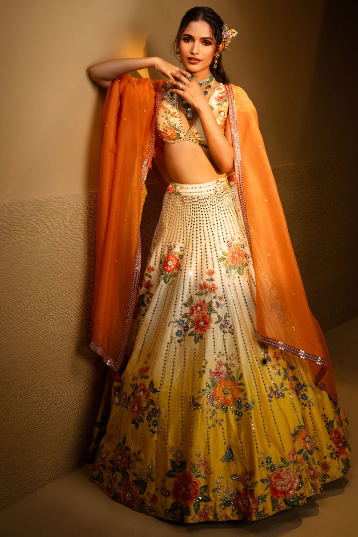 multi Color Printed Silk Occasion Wear Lehenga Collection for bride