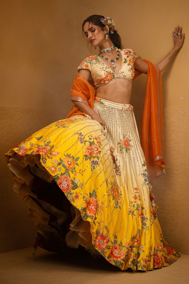 multi Color Printed Silk Occasion Wear Lehenga Collection for bride
