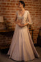 light beige color Bangalore Silk Mirror Embroidery Work Lehenga Engagement for bride