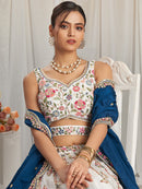 white color Heavy Work Silk Jardosi Work Lehenga Choli For Women