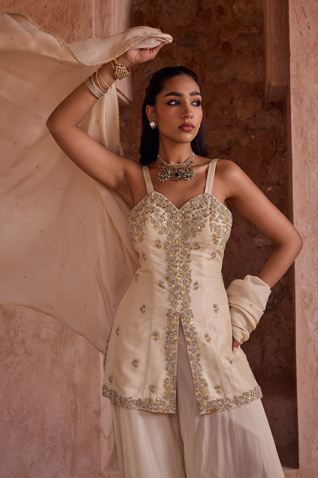 Velvet Mirror white color Salwar Suits Online