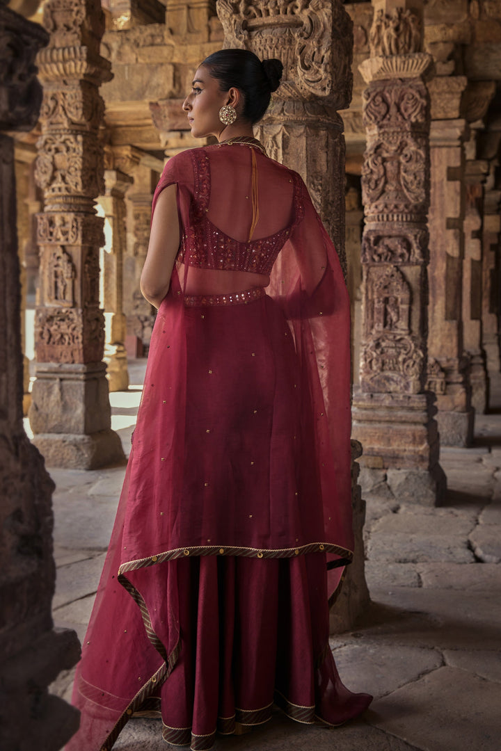 maroon Color Designer Bollywood Embroidery Work Kurti N Plazo