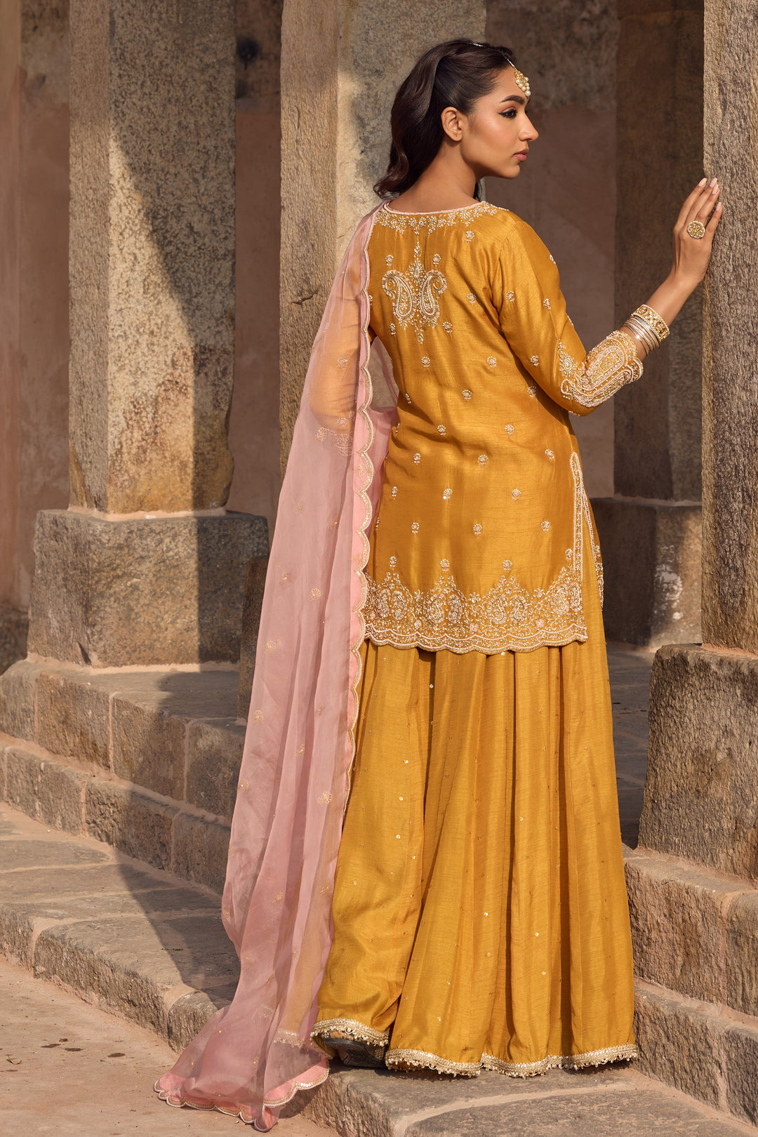 Alluring Yellow Color Designer Chicken Work Heavy Anarkali Dress