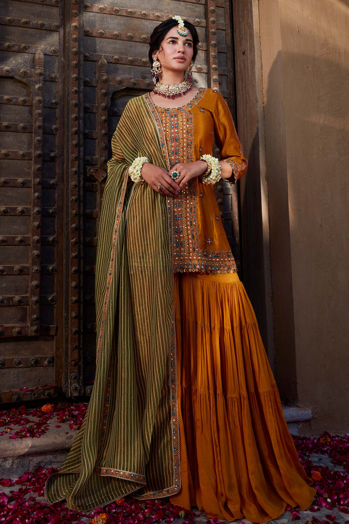 yellow color Beautiful Fashionable Pure Cotton Silk Embroidery Hand Work Kurti,Plazoo