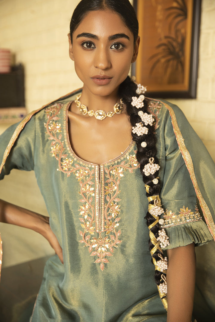 gray Color Mirror Fancy Salwar Suits Designs
