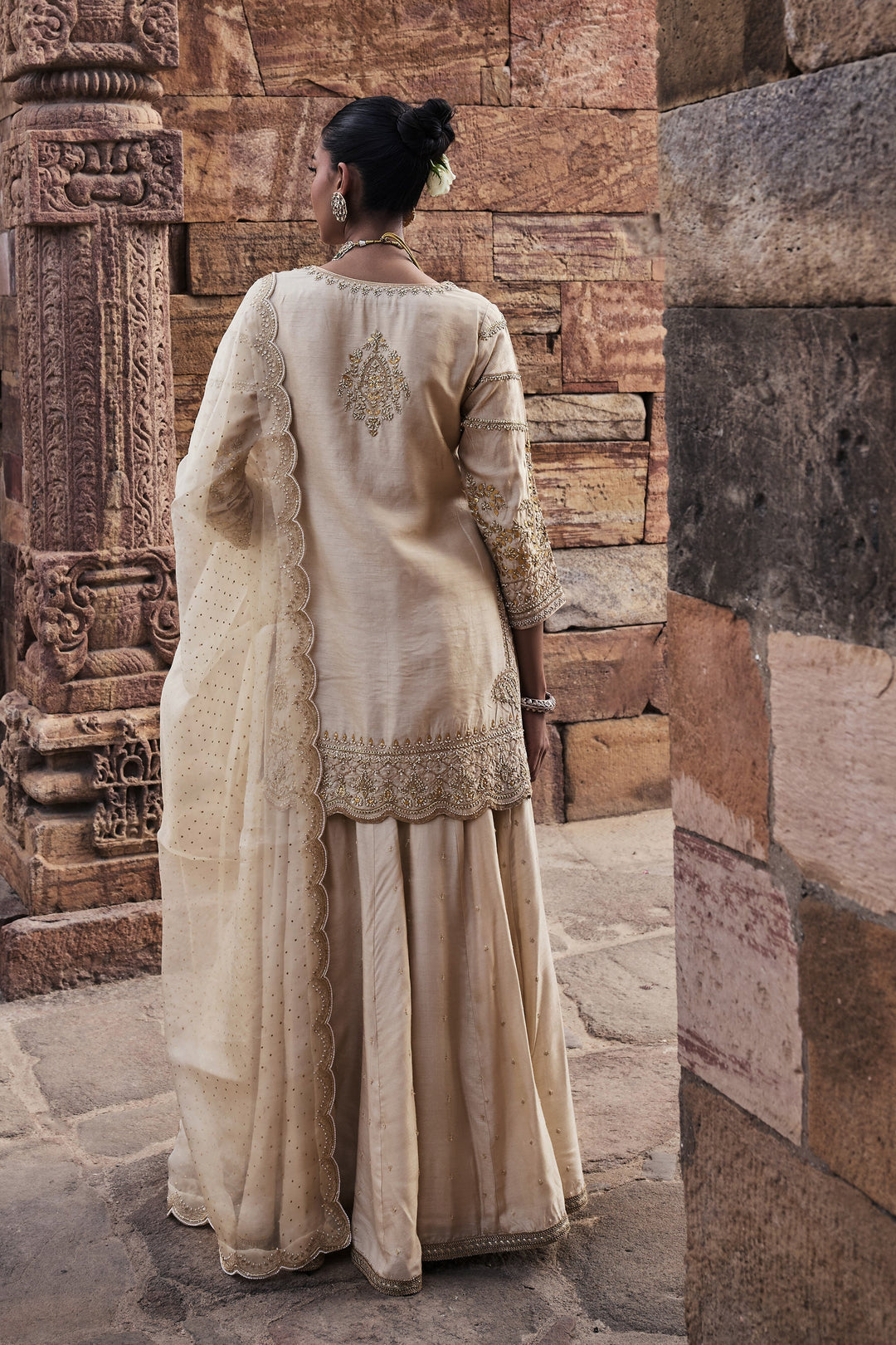 Designer Mirror cream color Embroidery Work Salwar Suits