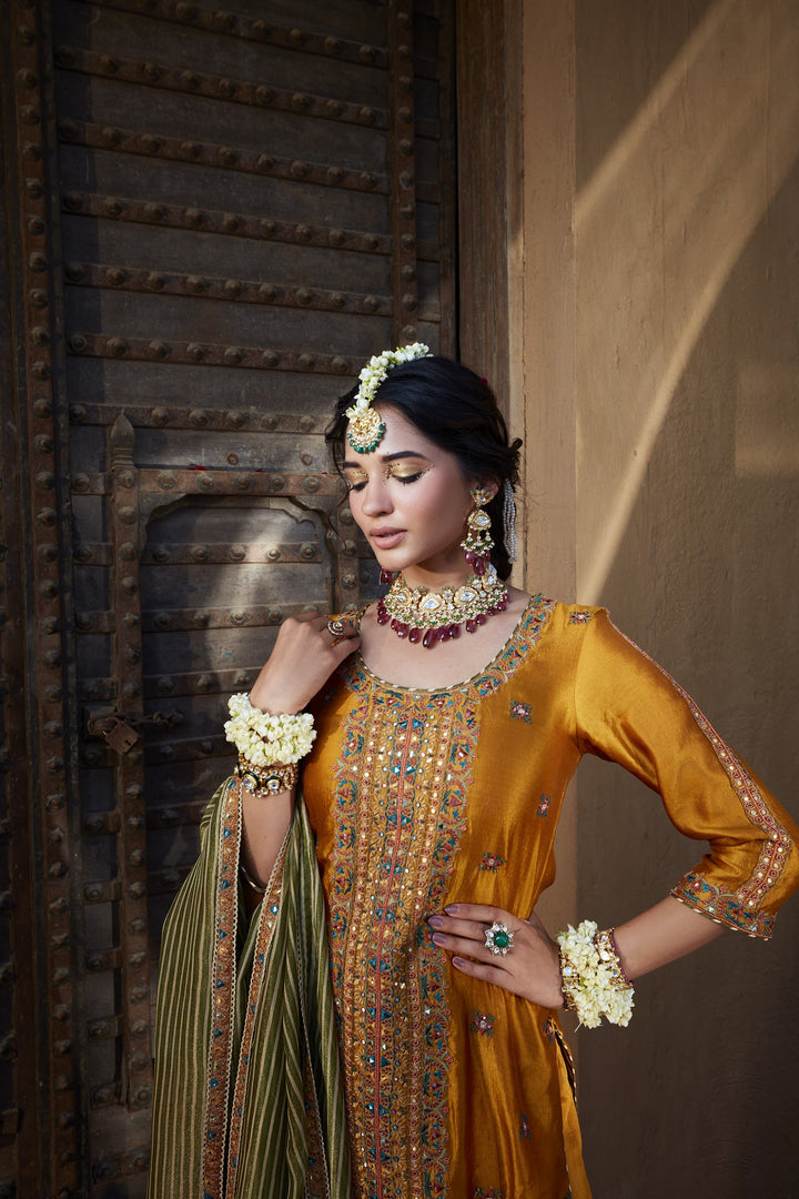 Admirable yellow Color Designer Heavy Work Designer Sarara And Kurti